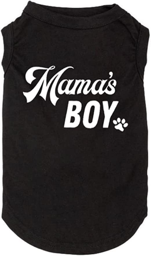 Dog Shirts Letter Printed Vest for Small Large Dogs Slogan Costume Dog Pajamas Puppy Gift Pet Clothes Mama's Boy (Large, M-Black)
