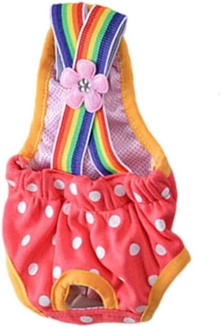 Dog Sanitary Diaper Polka Dot Striped Female Dog Sanitary Panties Cute Compatible with Outdoor Polka Dot (Rose Red, S)