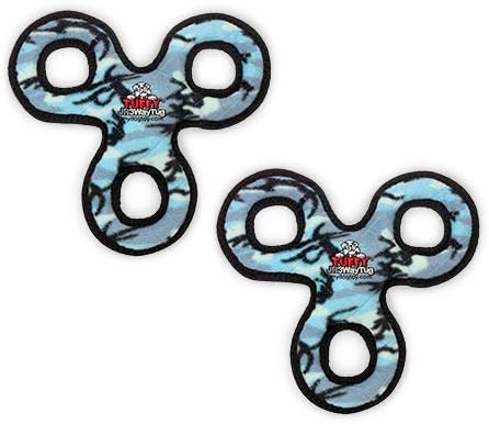 TUFFY - World's Tuffest Soft Dog Toy - Junior 3 Way Tug - Squeakers - Multiple Layers. Made Durable, Strong & Tough. Interactive Play (Tug,Toss & Fetch). Machine Washable & Floats (Blue 2 Pack)