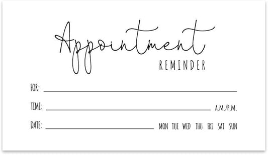Andaz Press Minimal Appointment Business Cards for Hair Salon, Client Reminder, Office, Massage, Grooming, Dental, Medical Doctor, Therapist, Hair Stylist, Nail Salon, Bulk 100 Cards, 2 x 3.5-Inch