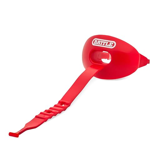 Battle Oxygen Lip Protector Mouth Guard with Connected Strap, Football and Sports Gear, Maximum Oxygen Supply, Mouthpiece Fits With or Without Braces - One Size, Light Red