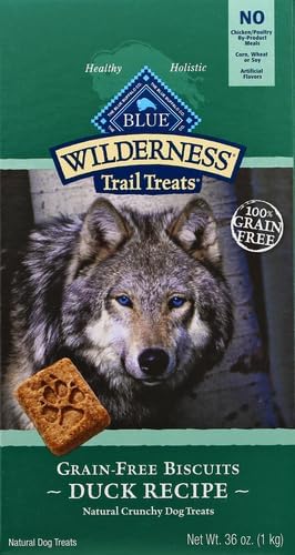 Blue Buffalo Wilderness Trail Treats High Protein Grain Free Dog Biscuits Crunchy Dog Treats, Duck Recipe, 36-oz Box (Pack of 3)