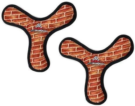 TUFFY - World's Tuffest Soft Dog Toy - MEGA -Multiple Layers. Made Durable, Strong & Tough. Interactive Play (Tug, Toss & Fetch). Machine Washable & Floats (Boomerang Brick, Large 2 Pack)