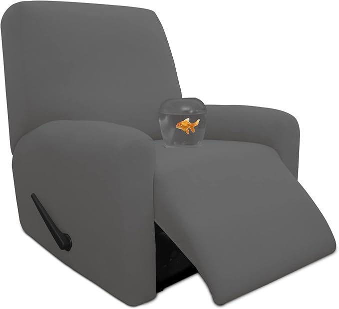 Easy-Going 4 Pieces 100% Dual Waterproof Recliner Cover Stretch Soft Couch Cover for Dogs, Sofa Slipcover for Recliner Couch Leakproof Furniture Protector for Kids, Pets Gray