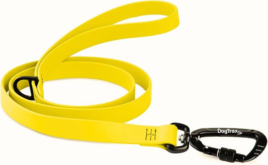 DogTraxs - Essential Dog Leash - Biothane Training Lead - for Small-Large Dogs - Waterproof & Odor Resistant - Self Locking Swivel Carabiner Durable - Made in USA - 5 Feet - Yellow