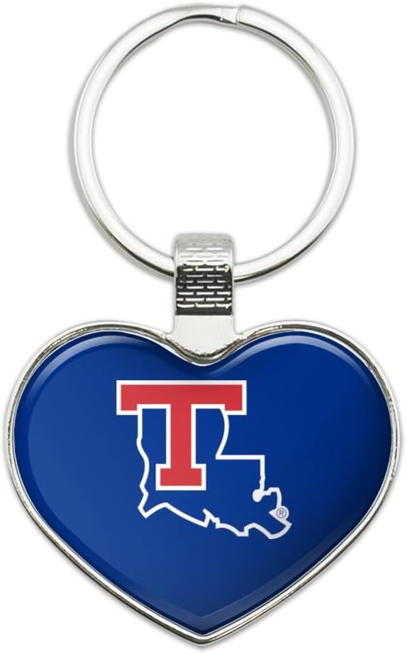 Louisiana Tech University Bulldogs Logo Keychain Heart Love Metal Key Chain Ring