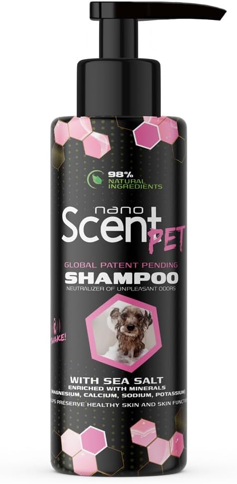 Pet Shampoo with Sea Salt for Dogs & Cats – Nano Tech Long-Lasting Fresh Clean Scent, Eliminates Odors All Day, Professional-Strength Formula, 13× Longer Lasting - Baby Powder (200mL)
