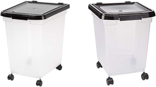 IRIS Airtight Pet Food Container, 50-Pound, Clear/Black with IRIS Nesting Airtight Pet Food Container, Large