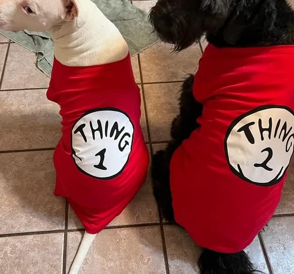 Dog Shirts for Pet Clothes Soft Breathable Puppy Shirts Pop Culture Thing 1 to Thing 9 Printed Pet T-Shirt (RED-1, Medium)