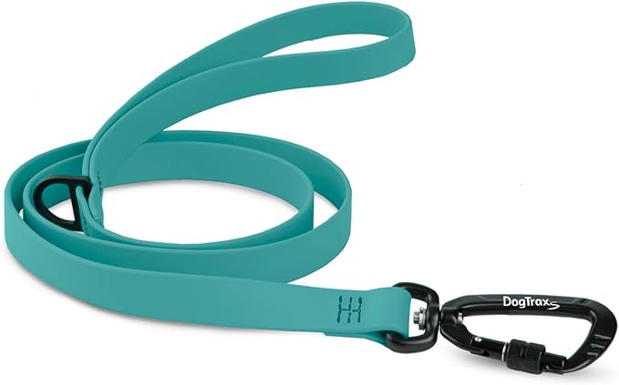 DogTraxs - Essential Dog Leash - Biothane Training Lead - for Small-Large Dogs - Waterproof & Odor Resistant - Self Locking Swivel Carabiner Durable - 3/4" x 4 Feet – Teal