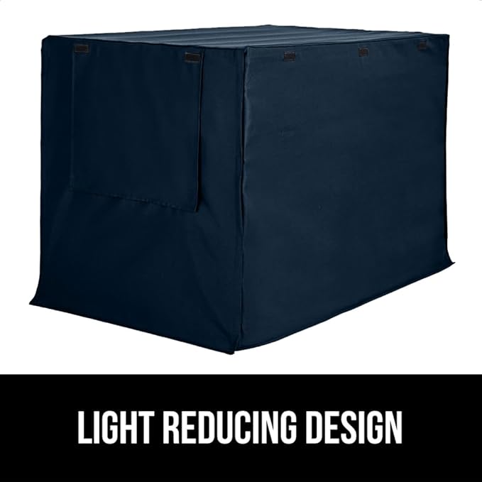 GORILLA GRIP Dog Crate Covers Compatible with Amazon Basics Dog Crates, All Sides Open, Privacy Cover Fits 30" Wire Kennel, Breathable Mesh Windows, Light Reducing Puppy Training Cage Topper, Navy