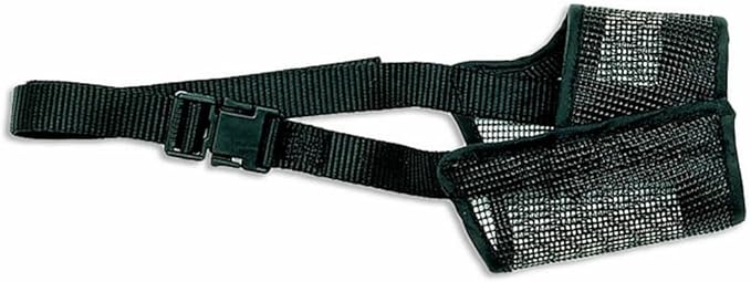 Coastal Pet Best Fit Adjustable Mesh Dog Muzzle - Soft Muzzle for Grooming Dogs with Open Front Design - Gentle, Durable Mesh for Temporary Muzzling - Black, 3"