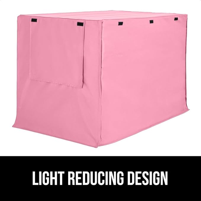 GORILLA GRIP Dog Crate Covers Compatible with Amazon Basics Dog Crates, All Sides Open, Privacy Cover Fits 42" Wire Kennel, Breathable Mesh Windows, Light Reducing Puppy Training Cage Topper, Pink