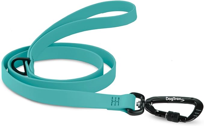 DogTraxs - Essential Dog Leash - Biothane Training Lead - for Small-Large Dogs - Waterproof & Odor Resistant - Self Locking Swivel Carabiner Durable - Made in USA - 3 Feet - Turquoise