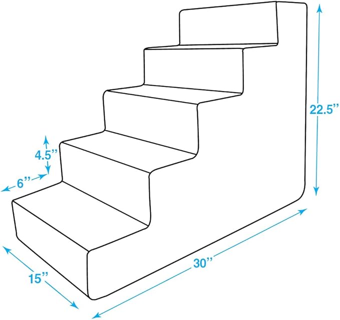 Best Pet Supplies Dog Stairs & Steps - Foam Steps for Small Dogs & Cats, Non-Slip Indoor Balanced Pet Step Support, Dog Ramp, No Assembly, Sand, 5-Step