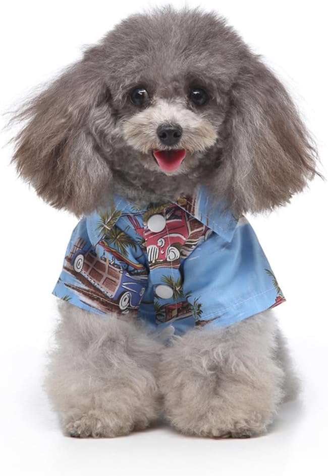 Tangpan Summer Pet Daisy Hawaiian Beach Plaid Print Shirts Clothes for Dog (X-Small, Blue)