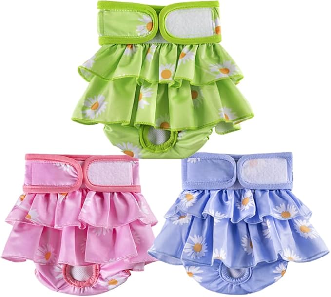 Washable Dog Diapers Female, 3 Pack Reusable Diapers, Highly Absorbent Diaper for Female Dog in Heat, Incontinence, Excitable （ XL Size，Waist Circumference Between 23.5-32 inches）
