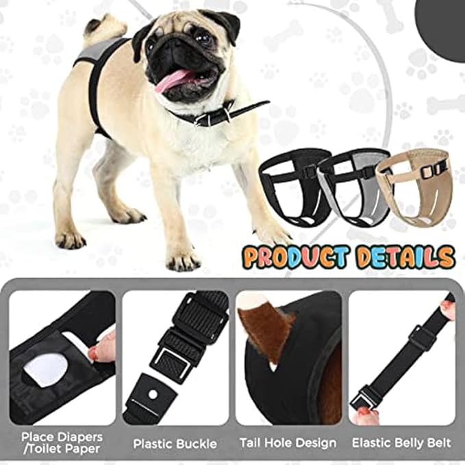 Female Dog Heat Diapers,Breathable Mesh Washable Dogs Sanitary Pads Diaper for Dogs Female (Beige+Gray L)