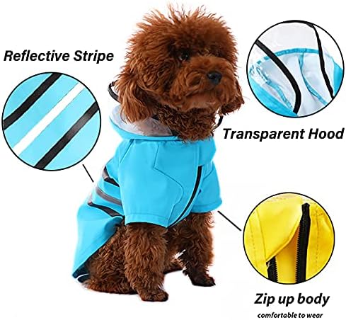 Wizland Reflective Dog Raincoat Dog Rain Jacket with Hood Lightweight Waterproof Rain Coat for Puppies (Pink M)