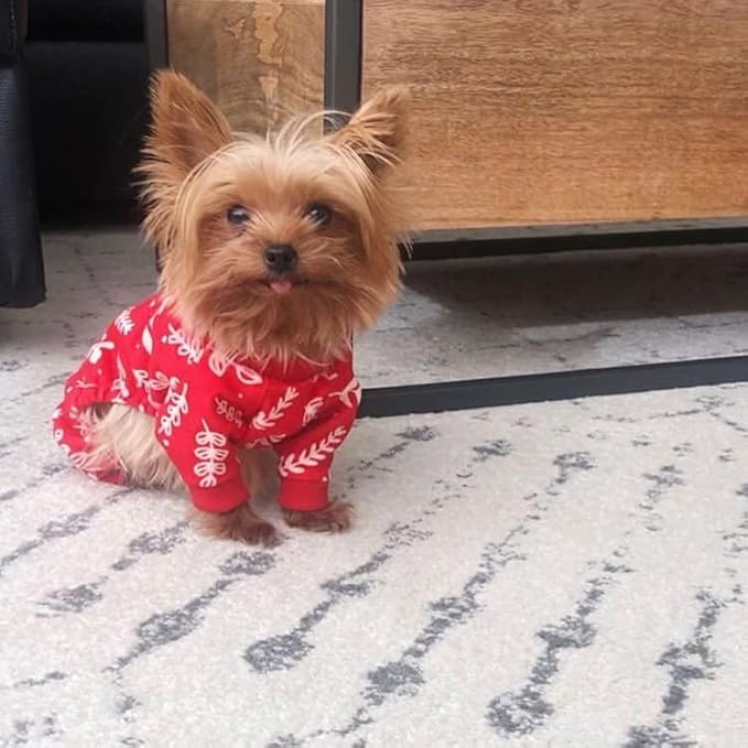 CuteBone Soft & Stretchy Christmas Dog Pajamas - Cozy Pet Jammies Breathable Jumpsuit for Small Dogs - All-Season Comfy Outfit Easy-On Pullover Design - Keeps Pets Warm & Comfortable P18S