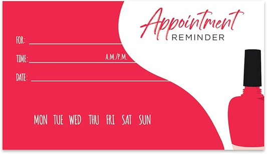 Andaz Press Nail Salon Appointment Business Cards for Nail Spa, Client Reminder, Nail Boutique Bar, Eyelash Extension, Beauty Spa, Manicures, Pedicure, Waxing, Threading, Bulk 100 Cards, 2 x 3.5-Inch