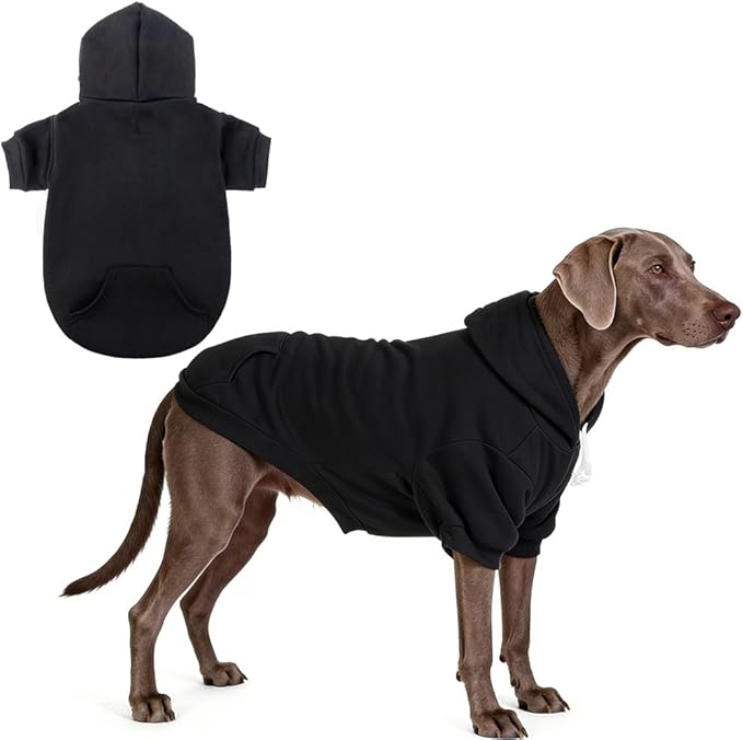 KOOLTAIL Dog Hoodie for Large Medium Small Dogs, Soft and Warm Pet Sweater with Leash Hole and Pocket Boy Girl, Puppy Fall Winter Jacket Clothes, French Pitbull Cold Weather Coat Sweatshirt, Black XL