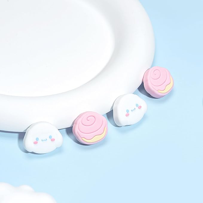 Thumb Grip Caps Compatible with Nintendo Switch 2, Silicone Joystick Grip Caps for Switch 2025, 4pcs, Cute Dog Style, Pink & White