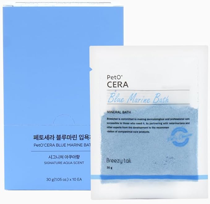 PetO’Cera Blue Marine Bath for Dogs, Deep Sea Water, Soothes Dry, Itchy Skin, Removes Debris, Conditions Coat, Hypoallergenic, Tear-Free, No-Rinse Dog Spa, Dog Grooming 10.58 oz