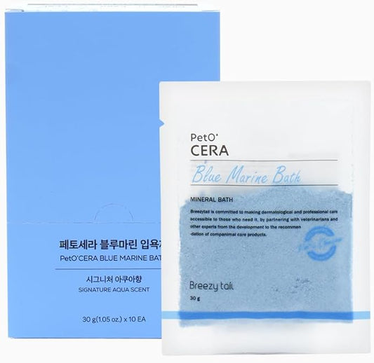 PetO’Cera Blue Marine Bath for Dogs, Deep Sea Water, Soothes Dry, Itchy Skin, Removes Debris, Conditions Coat, Hypoallergenic, Tear-Free, No-Rinse Dog Spa, Dog Grooming 10.58 oz