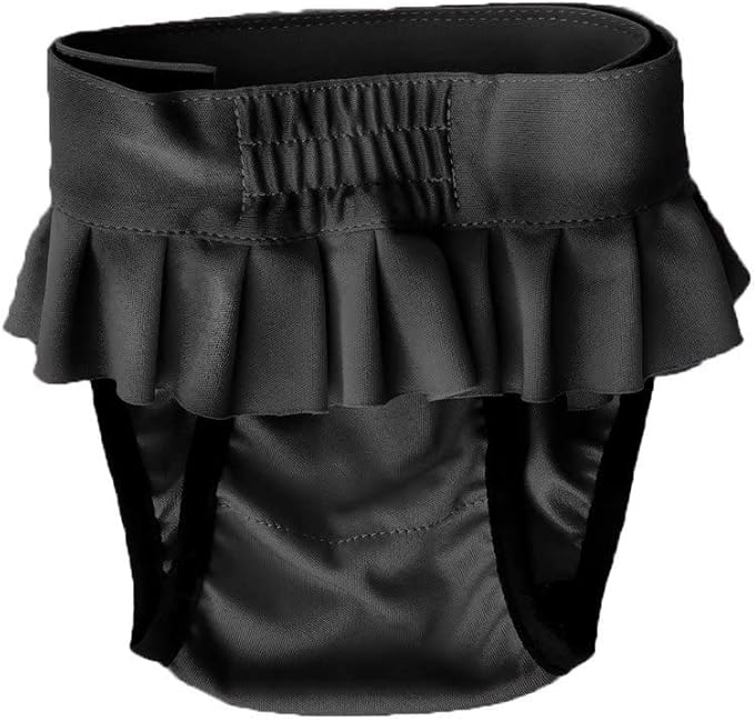 FINNERO Ballerina Dog Diaper – Washable, Reusable, Leak-Proof – Heat, Period & Urine Incontinence Protection – Comfortable, and Stylish Design – Adjustable Fit for Female Dogs – XXS, Black