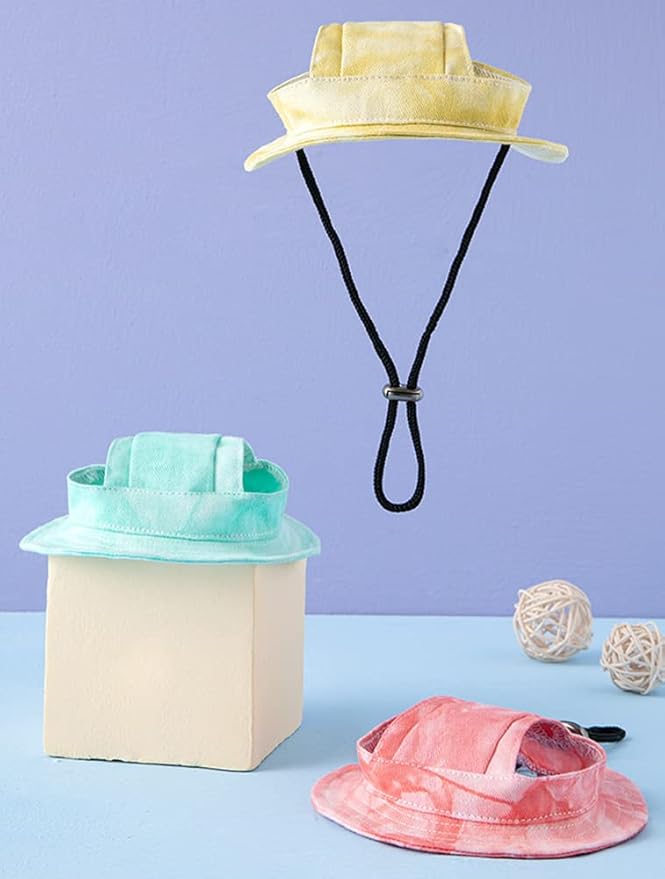 Round Brim Princess Hat Visor Hat Pet Dog Mesh Porous Sun Hat with Ear Holes for Small, Extra Small Dog Teddy, Pug, Chihuahua, Shih Tzu, Yorkshire Terriers, Papillon T-Yellow L