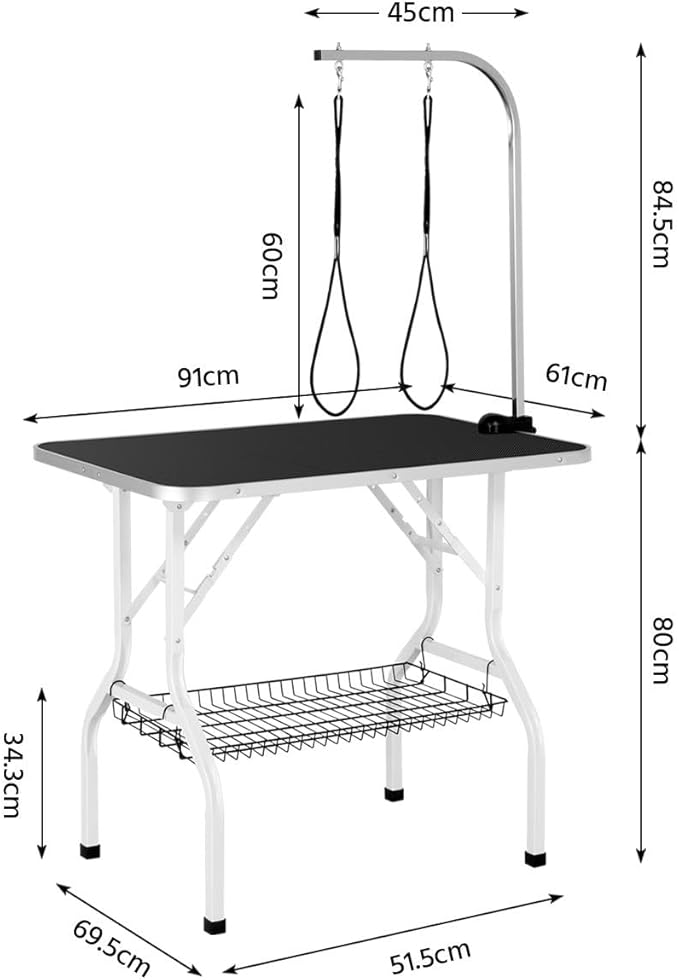 Yaheetech 36'' Dog Grooming Table, Pet Foldable Grooming Table w/Double Loops/Mesh Tray/Adjustable Arm, Black