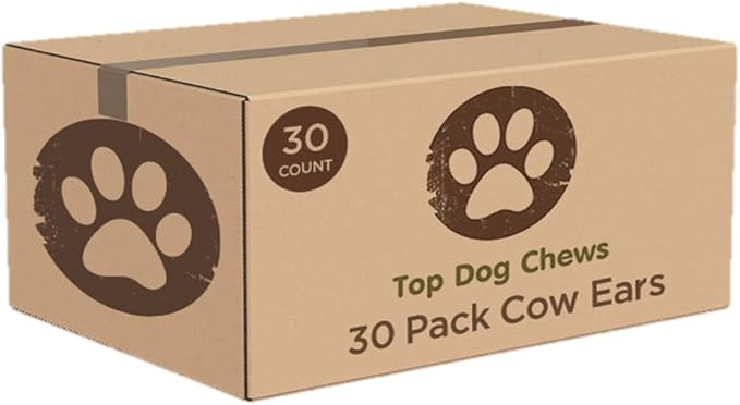 Top Dog Chews - Full Size, Thick Cut, Cow Ears Dog Treats, 100% All Natural, Rich in Protein and Flavor, Healthy & Delicious Chews, Rawhide Alternative (Pack of 30)