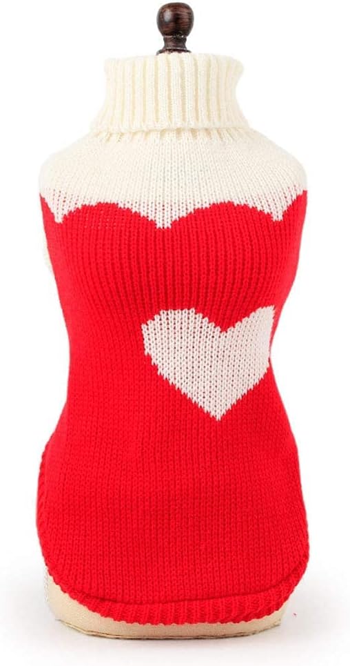 CHBORCHICEN Pet Dog Sweaters Classic Knitwear Turtleneck Winter Warm Puppy Clothing Cute Strawberry and Heart Doggie Sweater (Red2, XX-Small)