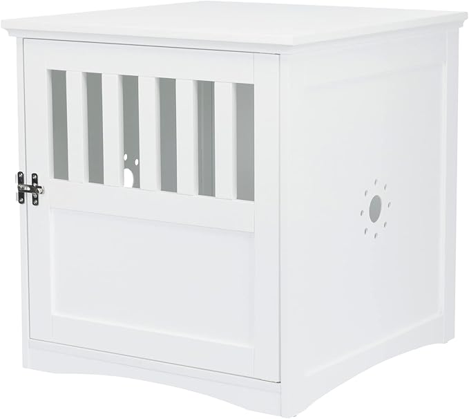Trixie 19" x 20" Wooden Indoor Dog Crate, Small Side Table Home for Any Room, Ideal for Small Dogs, White