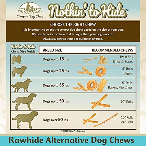 Fieldcrest Farms 3 Pack of Nothin' to Hide Beef Rings and Bones, 12 Count Each, Rawhide Alternative Dog Chews