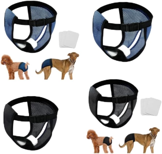 Washable Female Dog Diapers for Heat XL - Reusable Dog Panties with Leak-Proof Protection(Black+Blue XL)