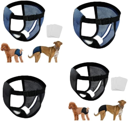 Washable Female Dog Diapers for Heat XL - Reusable Dog Panties with Leak-Proof Protection(Black+Blue XL)