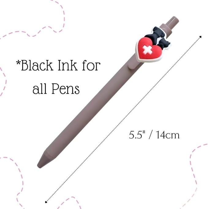10PC Vet Tech Pens Black Gel Ink Pen Dog Puppy Clinic Hospital Desk Accessories Paw Stationery Set Appreciation Gifts For Animal Pet Groomers Lovers Veterinarian Veterinary Technicians Pharmacists