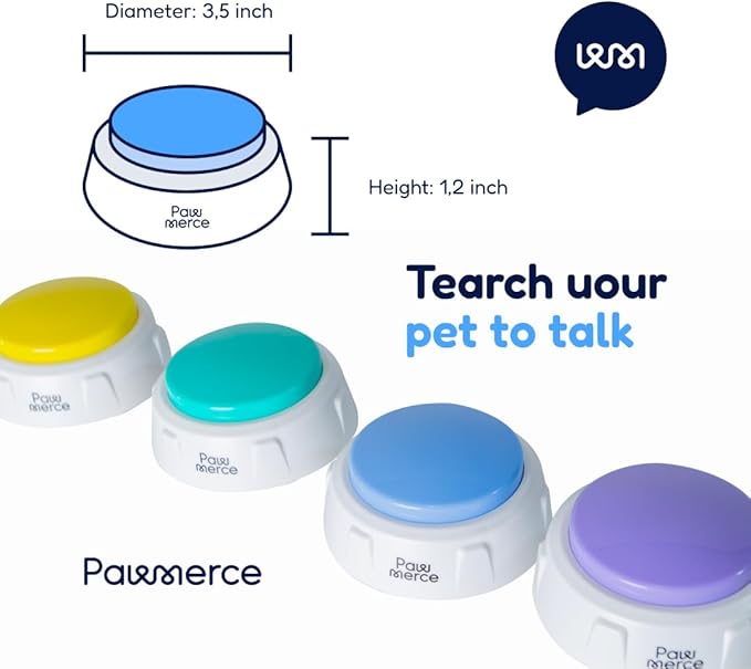 Dogs Voice Recording Command Button,4PC's Colorful 30 Second Training Buzzer Communication, Funny Gift for Pet Training