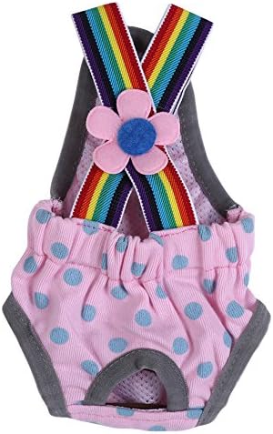 Female Dog Sanitary Panties with Adjustable Suspender, Washable Reusable Puppy Diaper Underwear for Girl Dogs, Teddy