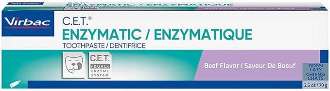 Virbac Plaque Tartar Control Enzymatic Dog and Cat Toothpaste, 2.5 oz, Beef