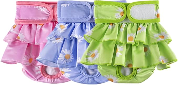 Dogs Physiological Pants,Reusable Dog Diapers Female,Washable Diapers（3 Pieces * L Size，Waist Circumference Between 19-25.5 inches）