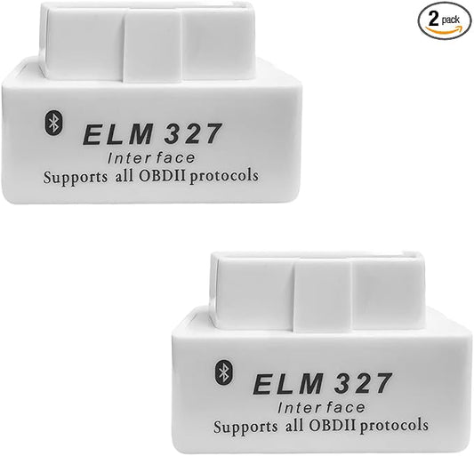 2 PCS OBDII Car Auto Diagnostic Scanner, ELM327 Automotive Bluetooth Scan Tool and Code Reader, Professional Car Bluetooth Engine Fault Code Reader, Universal Car Accessories (White)