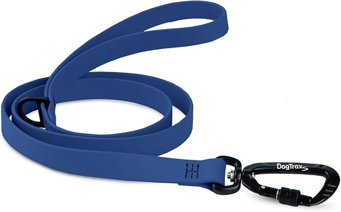 DogTraxs - Essential Dog Leash - Biothane Training Lead - for Small-Large Dogs - Waterproof & Odor Resistant - Self Locking Swivel Carabiner Durable - 3/4" x 3 Feet - Navy Blue