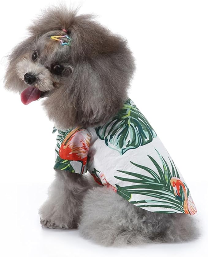 Tangpan Daisy Tropical Print Pet Dog Shirt Puppy Summer Hawaiian Beach Polo Shirts Clothes (Y White,XS)
