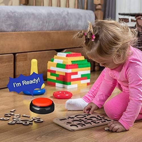 Record Talking Button Easy Button Recording Voice Button Funny OfficeToys Multifunctional Dog Buttons Talk for Communication-Classroom-Friendly Recordable Sound Buttons Buzzer Button（Black+Red