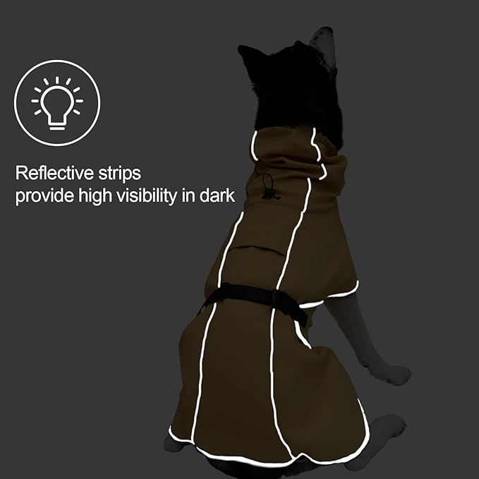 DELIFUR Medium Dog Raincoat Waterproof - Adjustable Dog Poncho Raincoat Lightweight Rain Jacket with Soft Lining for Large Dog Yellow (XXX-Large)