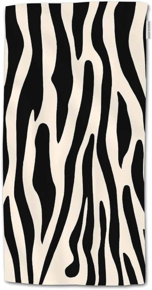 HGOD DESIGNS Zebra Towels, African Zebra Print Black and White Pattern 100% Cotton Soft Bath Kitchen Hotel Spa Towels 15"X30"