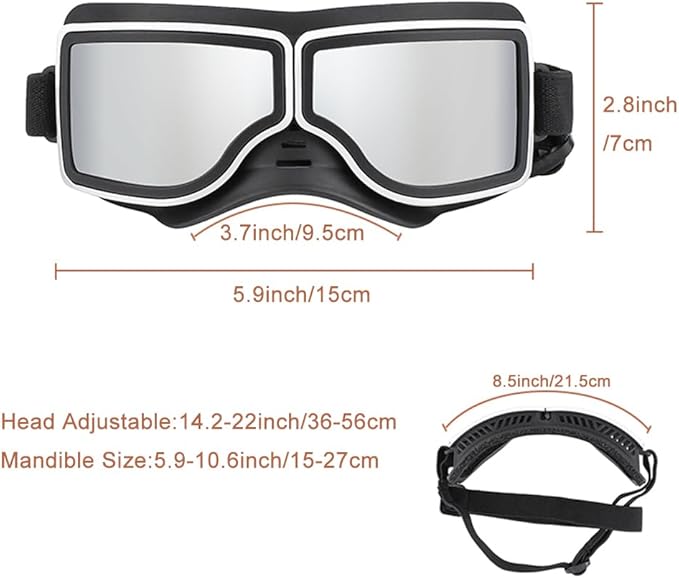 UV Protection Dog Goggles for Medium & Large Dogs - Waterproof Windproof Sunglasses, Durable Protective Eyewear for Long-Snout Breeds - Outdoor Hiking Running Glasses (Black(Wide Snout))